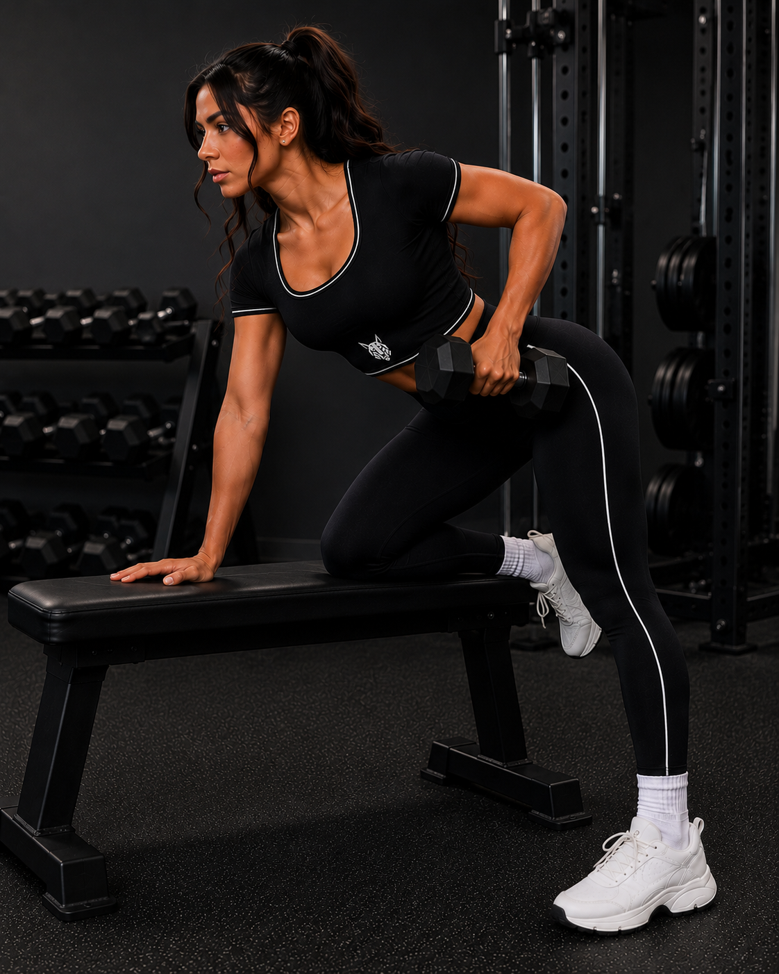 Lynx Athletic Set Black Edition — ejercicio con mancuerna en banco