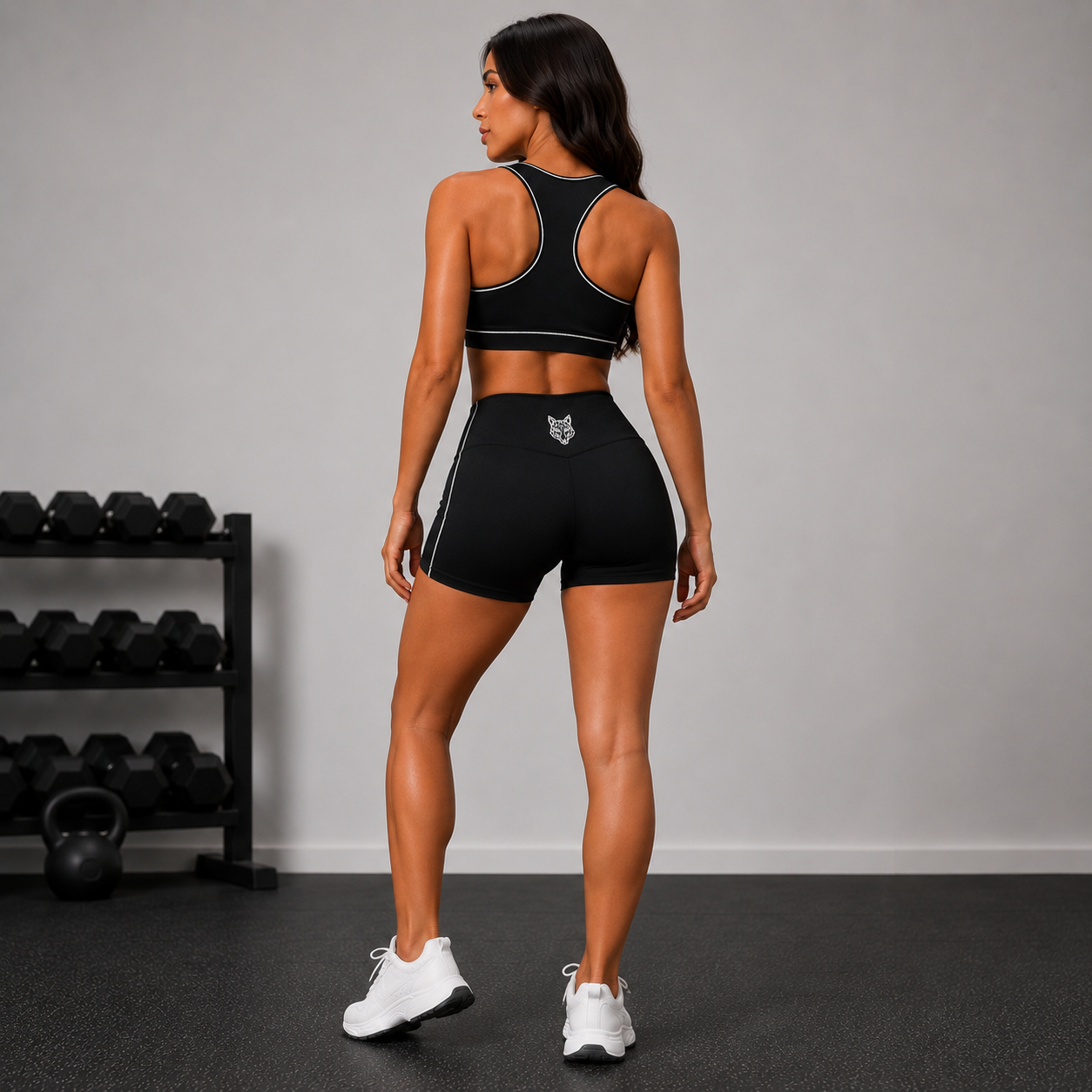 Set Power FerLynx — Top y Short Negro vista frontal